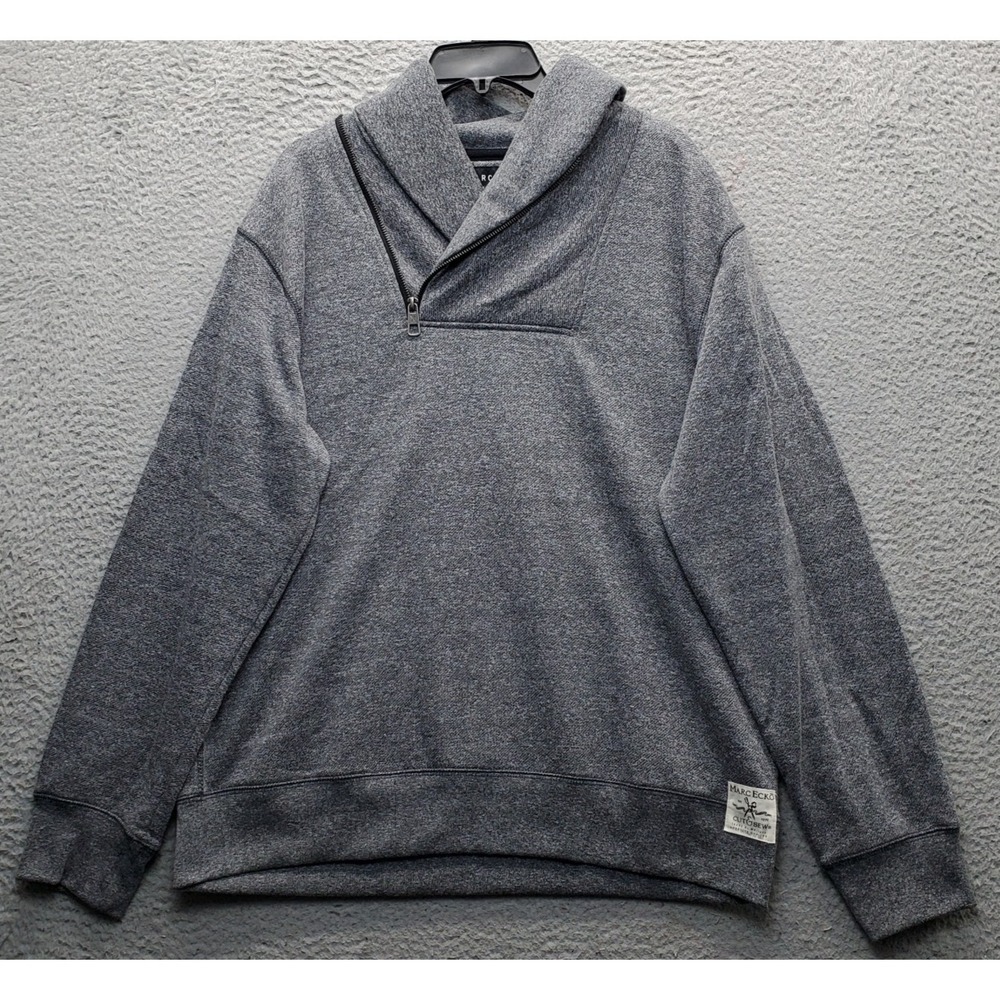 Marc Ecko Sweater Mens L Gray Casual Long Sleeve Zipped Shawl Collar Pullover